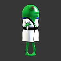 Green Frog Characters in White Robes with Blue Sashes Standing with Outstretched Arms