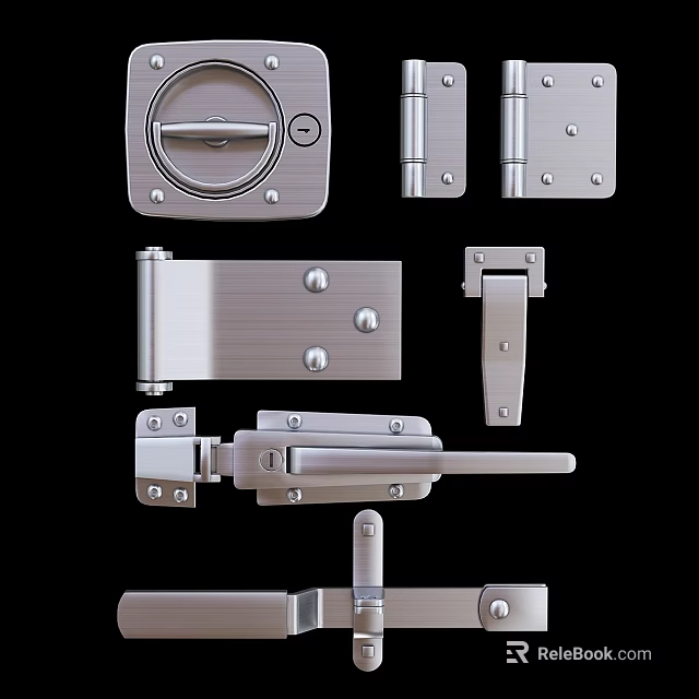 Decorative Ornament Combination With Metal Hinges Latches And Bolts For Home Decor 3d model 