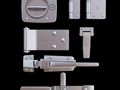 Decorative Ornament Combination With Metal Hinges Latches And Bolts For Home Decor 3d model