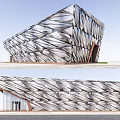 Modern Sales Office Building With Unique Metallic Facade And Geometric Architectural Design 3d model
