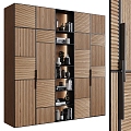 Wood veneer wardrobe decorative cabinet 3d model