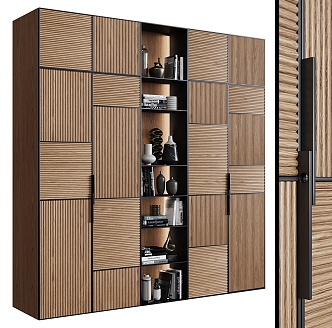 Wood veneer wardrobe decorative cabinet 3d model