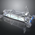 Silver Metal Race Car Chassis Frame With Four Wheels And Steering Wheel