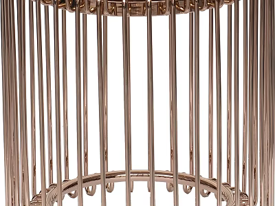 Modern Golden Metal Round Side Table With Slim Vertical Rods Design 3d model