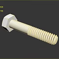 Silver Hex Head Bolt With Threaded Shaft And Reflection On Black Background Surface 3d model