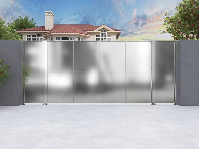 Stainless steel gate yard gate brushed stainless steel door stainless steel yard door 3d model