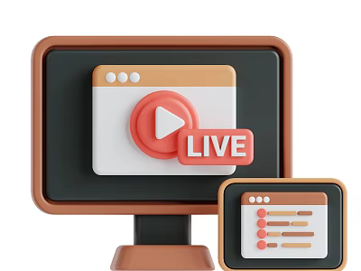Large Monitor With Live Play Button And Small Screen Displaying List Interface 3d model