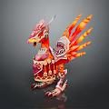 Mythical Creature Fantasy Character With Red Orange Feathers Ornate Armor And Decorative Patterns 3d model