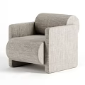 Modern Minimalist Single Sofa With Light Gray Fabric And Rounded Armrests 3d model