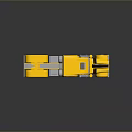 Yellow Semi Truck 3D Model With Detailed Cab Black Stripes Shiny Wheels