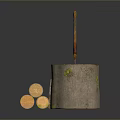 Fresh Tree Stump Display With Axe And Chopped Wood Logs On Dark Background