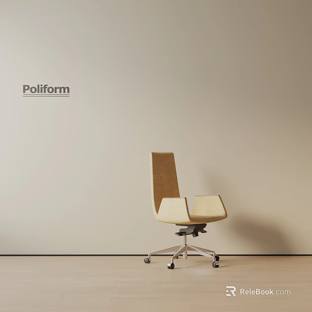 Modern Poliform Office Chair with Fabric Seat Wheels and Metal Base 3d model 