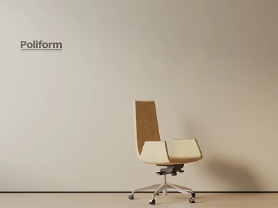 Modern Poliform Office Chair with Fabric Seat Wheels and Metal Base 3d model