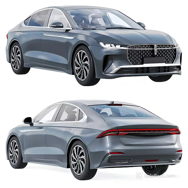 Sleek Gray Car Front And Rear View 3d model