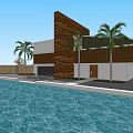 Modern Detached Villa Two Story Structure With Large Windows Driveway With Cars And Landscaped Garden