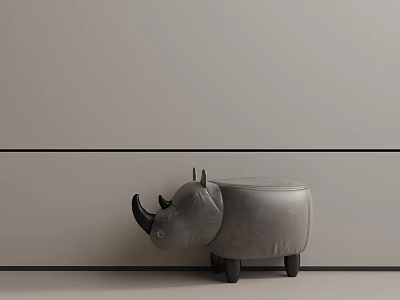 Modern Gray Rhino Shaped Leather Side Table for Minimalist Interior Decor 3d model