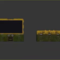 Worn Yellow And Green Storage Cases With Open And Closed Textured Designs