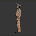 Realistic Game Movie Character In Orange Uniform With Red Hat And Epaulettes