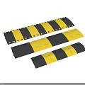 Multiple Road Speed Bumps Yellow And Black Rubber Strips For Road Safety 3d model
