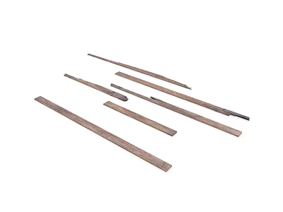 Set of Brown Wooden Sticks With Different Lengths On White Background 3d model