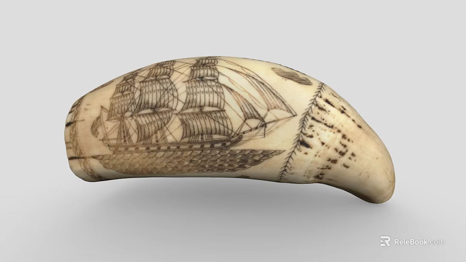 Artistic Decorative Ornament Set With Ivory Shaped Carved Sailing Ship Design 3d model 
