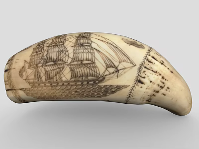 Artistic Decorative Ornament Set With Ivory Shaped Carved Sailing Ship Design 3d model