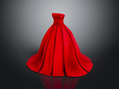 Elegant Red Strapless Formal Gown With Flowing Floor Length Skirt Design 3d model