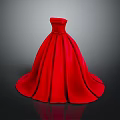 Elegant Red Strapless Formal Gown With Flowing Floor Length Skirt Design