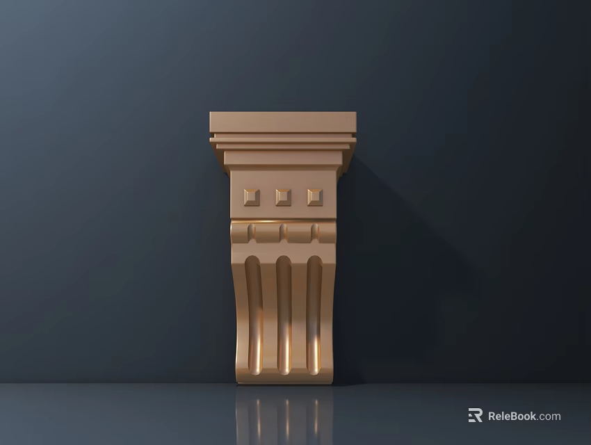 Elegant Golden Carved Decorative Element With Geometric Patterns And Linear Details 3d model