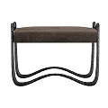 Brown Upholstered Sofa Bench With Black Curved Metal Frame Modern Design Style
