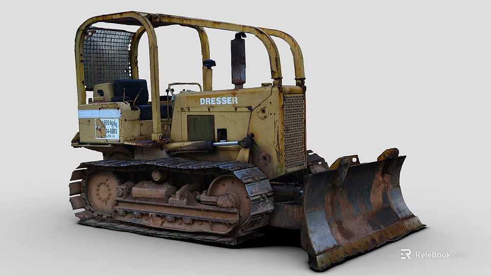 Dresser Vintage Bulldozer With Metal Tracks And Heavy Duty Front Blade 3d model 