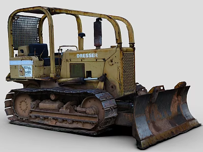 Dresser Vintage Bulldozer With Metal Tracks And Heavy Duty Front Blade 3d model