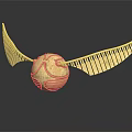 Harry Potter Golden Snitch with Shiny Gold Wings and Intricate Reflective Surface Design