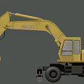 Yellow Wheel Excavator With Large Bucket Cab And Heavy Duty Tires