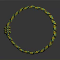 Yellow And Black Patterned Braided Rope Coiled On Reflective Surface