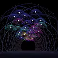 Colorful Illuminated Event Passage With Arched Structure Umbrella Lights And Star Like Dots