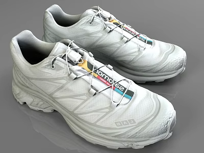 White Running Shoes With Laces Brand Logo And Thick Cushioned Sole Sporty Design 3d model