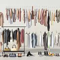 Fashionable Clothing Display With Various Styles Colors And Accessories In Retail Store