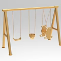 Golden Playground Swing Set with Metal Frame and Various Seats Including Bowl and Double Seats