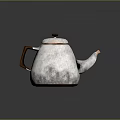 Vintage Silver Metal Teapot With Brown Handle And Small Lid Knob