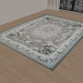 Elegant Light Colored Floral Pattern Rug With Intricate Design On Wooden Floor 3d model