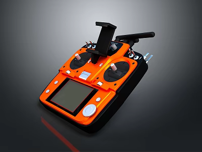 Orange Electronic Drone Remote Controller With LCD Display And Dual Joysticks 3d model