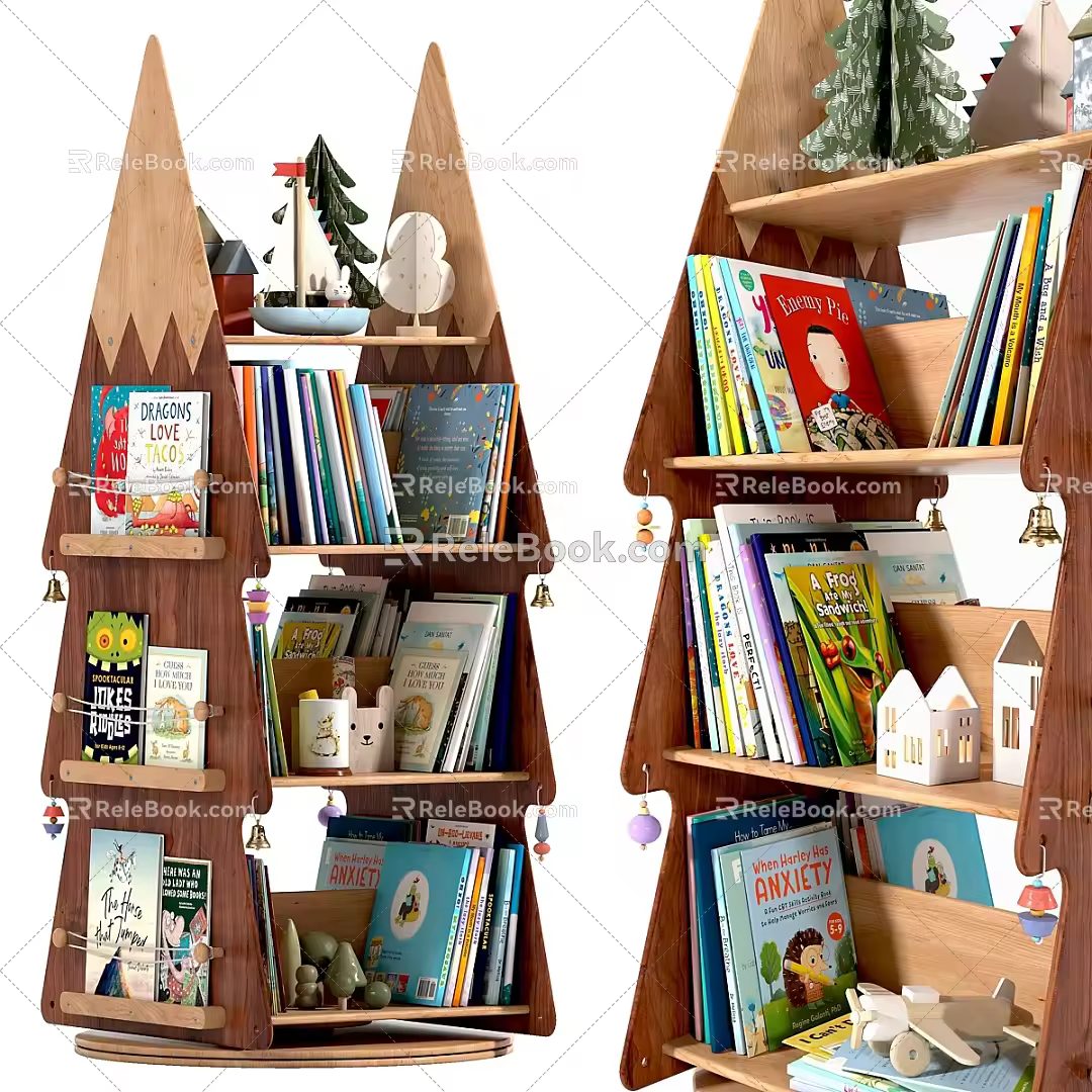 Modern Children's Rotating Bookshelf Christmas Tree 3d model