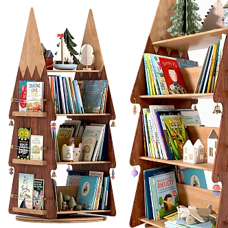 Modern Children's Rotating Bookshelf Christmas Tree 3d model