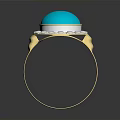 Gold Ring With Turquoise Stone And Crystal Accents For Daily Wear