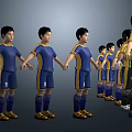 Group of Football Players Wearing Different Colored Jerseys Including Goalkeeper