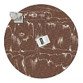 Elegant Brown Round Rug With White Abstract Patterns For Home Decor 3d model