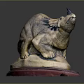 Detailed Standing Triceratops Sculpture with Brown Body and Red Base for Decorative