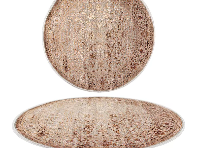 Elegant Round Rug With Intricate Beige Brown Pattern For Living Room Home Decor 3d model