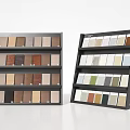 Two Different Styles Of Display Shelves For Showing Various Wood And Paint Color Samples
